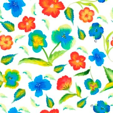 Abstract elegance spring seamless pattern with watercolour floral background Stock Illustration