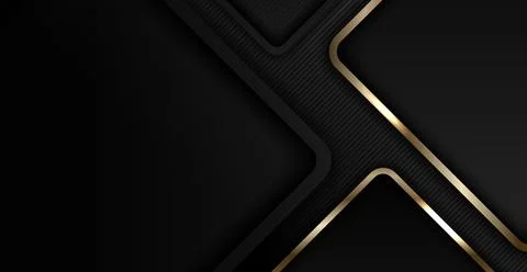Abstract elegant banner web gold and black shiny square round on dark backg.. Stock Illustration