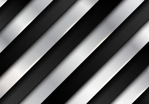 Abstract elegant black and silver gradient color diagonal stripes pattern bac Stock Illustration
