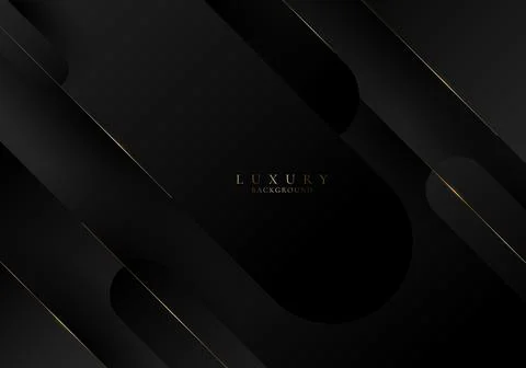 Abstract elegant black rounded lines stripes pattern and golden line elements Illustrazione stock