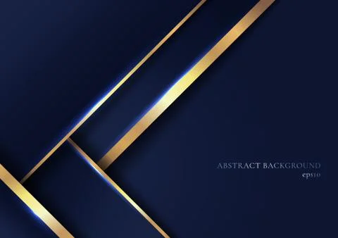 Abstract elegant blue geometric overlap layers with stripe golden line and li Illustrazione stock
