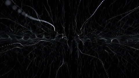 Abstract elegant glowing wave of particles and dots moving on dark background Stock Footage 321480690