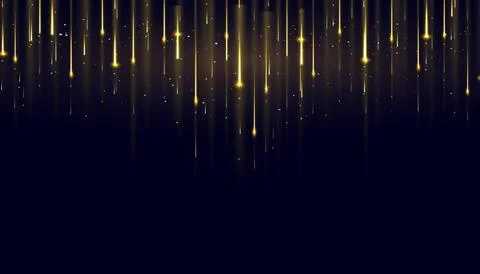 Abstract elegant gold glowing line with lighting effect sparkle on black Stock Illustration