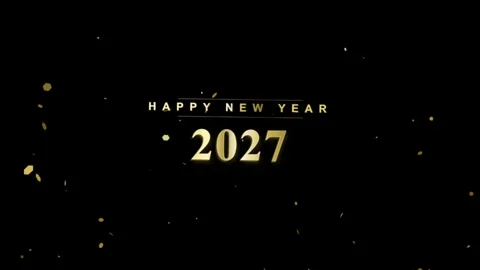 Abstract Elegant Gold Happy New Year 2027 4K Seamless Loop Stock Footage 343207952