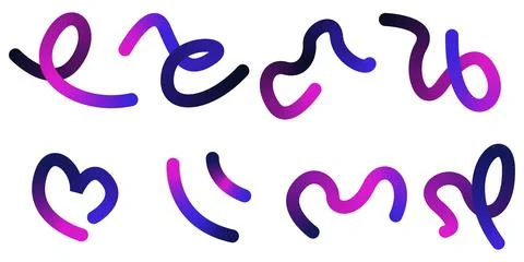 Abstract elegant gradient line wave element design set Stock Illustration