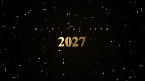 Abstract Elegant Happy New Year 2027 3D Holographic 4K Loop Stock Footage 343208218