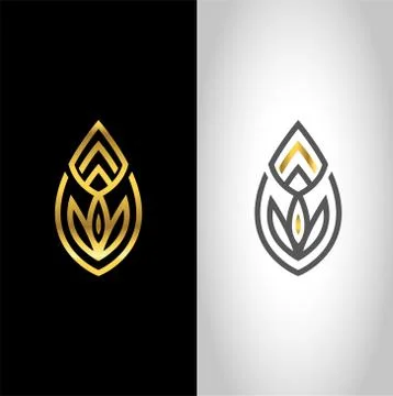 Abstract Elegant Line Art Leaf Logo Sign Symbol Icon Stock Illustration