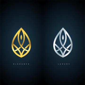 Abstract Elegant Line Art Leaf Logo Sign Symbol Icon Stock Illustration