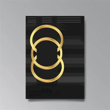 Abstract elegant luxury background, three gold rings, chain, golden jewelry,  Stock Illustration