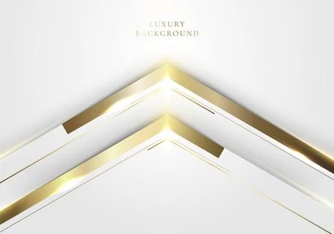 Abstract elegant modern template design 3D white and gold arrow with lighting Stock Illustration