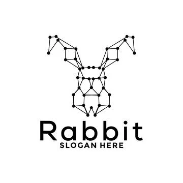Abstract Elegant Rabbit Tech vector logo template and Rabbit Connection ico.. 스톡 일러스트