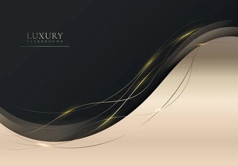 Abstract elegant shiny golden gradient wave shape with gold wave line and lig Stock Illustration