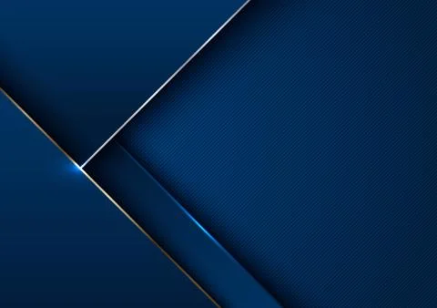 Abstract elegant template blue geometric with gold metallic line layer backgr Illustrazione stock