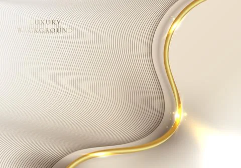 Abstract elegant template design 3D golden wave curved line elements with lig Stock Illustration
