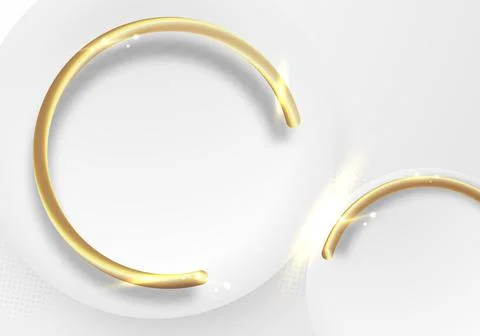 ABstract elegant white circles and 3D golden ring with glow lighting effect o Stock Illustration