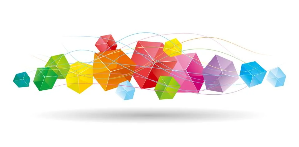 The abstract element of the cube, the background is white. Stock Illustration