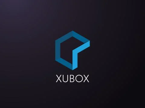 Abstract up element. geometric hexagonal object logo template. cube box shape Stock Illustration