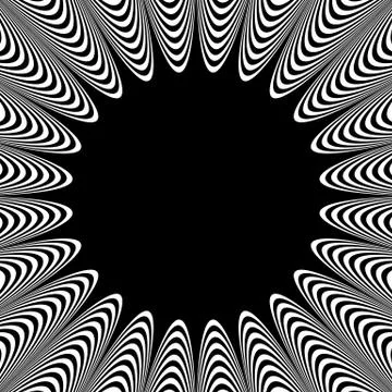 Abstract element with radiating lines. Monochrome concentric, radial pattern. Stock Illustration