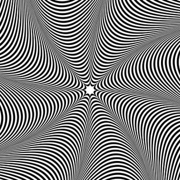 Abstract element with radiating lines. Monochrome concentric, radial pattern. イラスト素材
