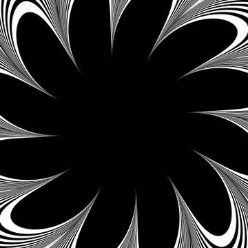 Abstract element with radiating lines. Monochrome concentric, radial pattern. Stock Illustration