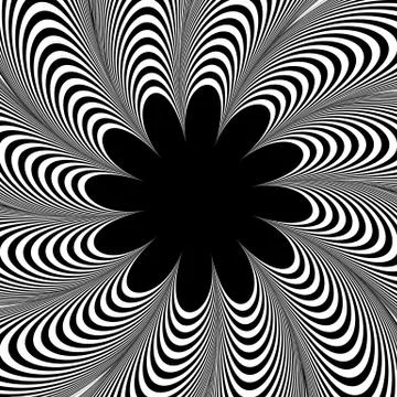 Abstract element with radiating lines. Monochrome concentric, radial pattern. Stock Illustration