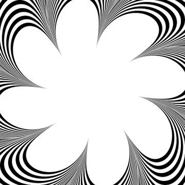 Abstract element with radiating lines. Monochrome concentric, radial pattern. Illustrazione stock