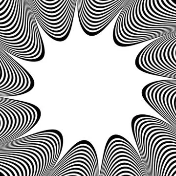 Abstract element with radiating lines. Monochrome concentric, radial pattern. Stock Illustration