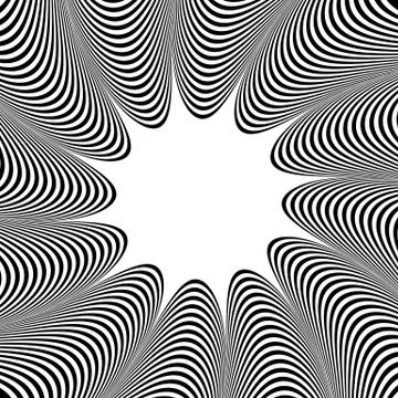 Abstract element with radiating lines. Monochrome concentric, radial pattern. Stock Illustration
