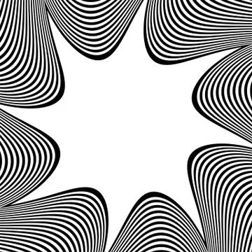 Abstract element with radiating lines. Monochrome concentric, radial pattern. Stock Illustration