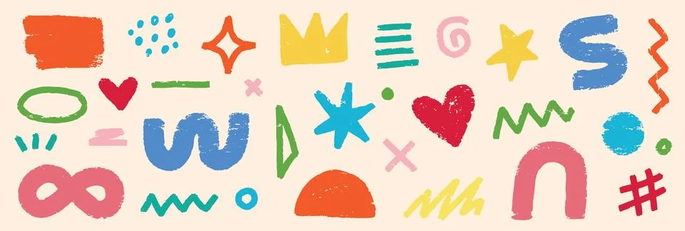Abstract element shape set. Color graphic modern abstract sticker element Stock Illustration