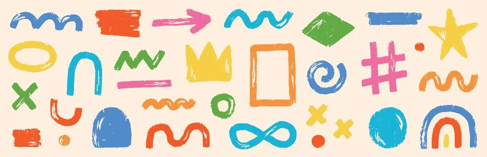 Abstract element shape set. Color graphic modern abstract sticker element Stock Illustration