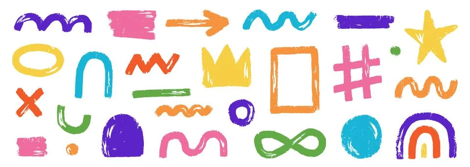 Abstract element shape set. Color graphic modern abstract sticker element Stock Illustration