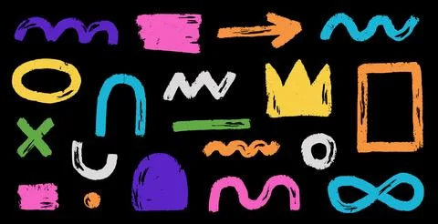 Abstract element shape set. Color graphic modern abstract sticker element Stock Illustration