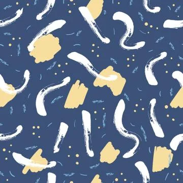 Abstract elements and dry brush lines vector seamless pattern. Background wit Stock Illustration