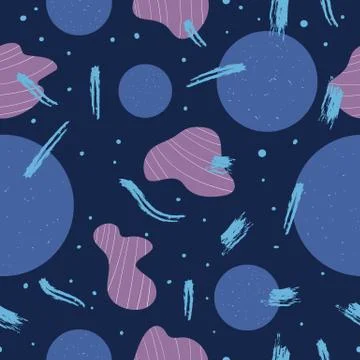 Abstract elements and dry brush lines vector seamless pattern. Background wit Stock Illustration