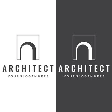 Abstract elements of arch line vector logo, for the construction of doors, .. Stock Illustration