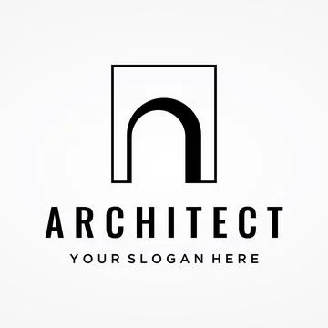 Abstract elements of arch line vector logo, for the construction of doors, .. Stock Illustration