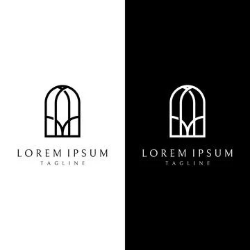 Abstract elements of arch line vector logo, for the construction of doors, .. イラスト素材