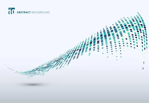 Abstract elements blue and green color tone halftone texture dots pattern wav Stock Illustration
