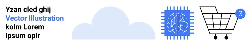 Abstract elements depicting AI chip with neural connections, cloud shape, and 스톡 일러스트