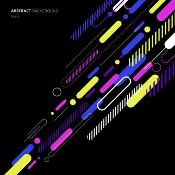 Abstract elements dynamic rounded line diagonal pattern colorful on black bac Stock Illustration
