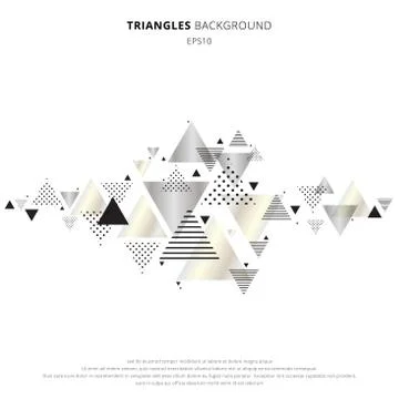 Abstract elements geometric triangles gold, silver color on white background. Stock Illustration