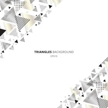 Abstract elements geometric triangles gold, silver color on white background Stock Illustration