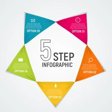 Abstract Elements of Graph, Diagram with 5 Steps, Options. Busin Stock Illustration
