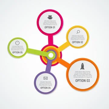Abstract Elements of Graph, Diagram with 5 Steps, Options. Busin Stock Illustration
