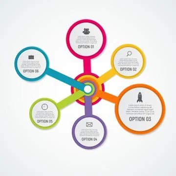 Abstract Elements of Graph, Diagram with 6 Steps, Options. Busin Stock Illustration