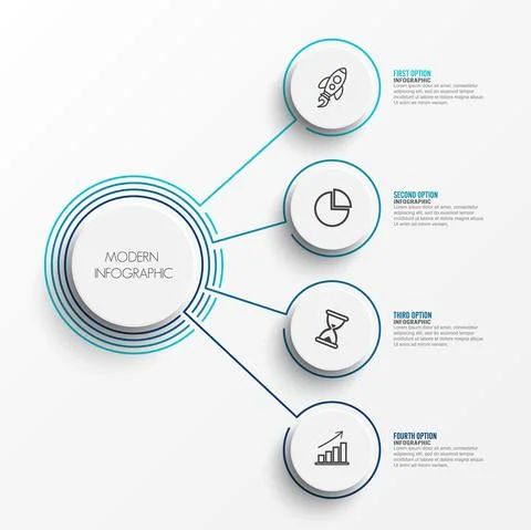 Abstract elements of graph infographic template with label, integrated circle Stock Illustration
