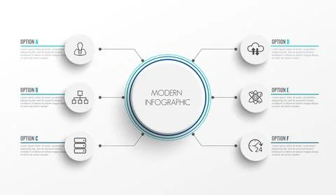 Abstract elements of graph infographic template with label, integrated circle Stock Illustration