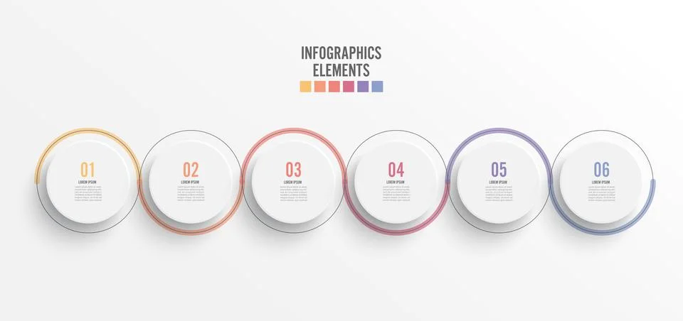 Abstract elements of graph infographic template with label, integrated circle Stock Illustration