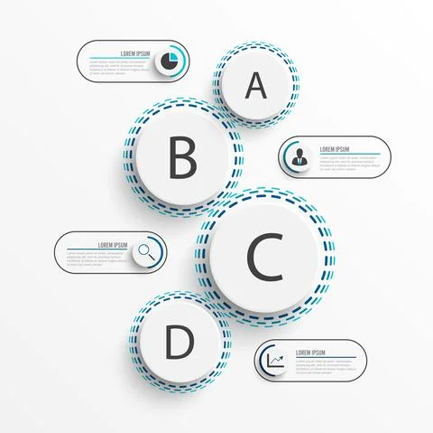 Abstract elements of graph infographic template with label, integrated circle Stock Illustration